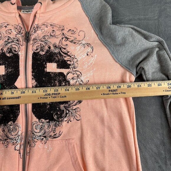 Cato Hoodie Sweatshirt XL Jacket Womens Full Zip Orange Graphic Comfy Y2K Tribal - Picture 5 of 9